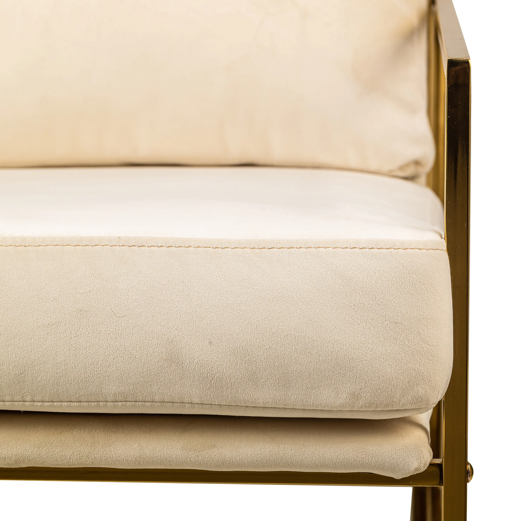 VIBORG - Fauteuil de salon en métal et velours beige - Image 7