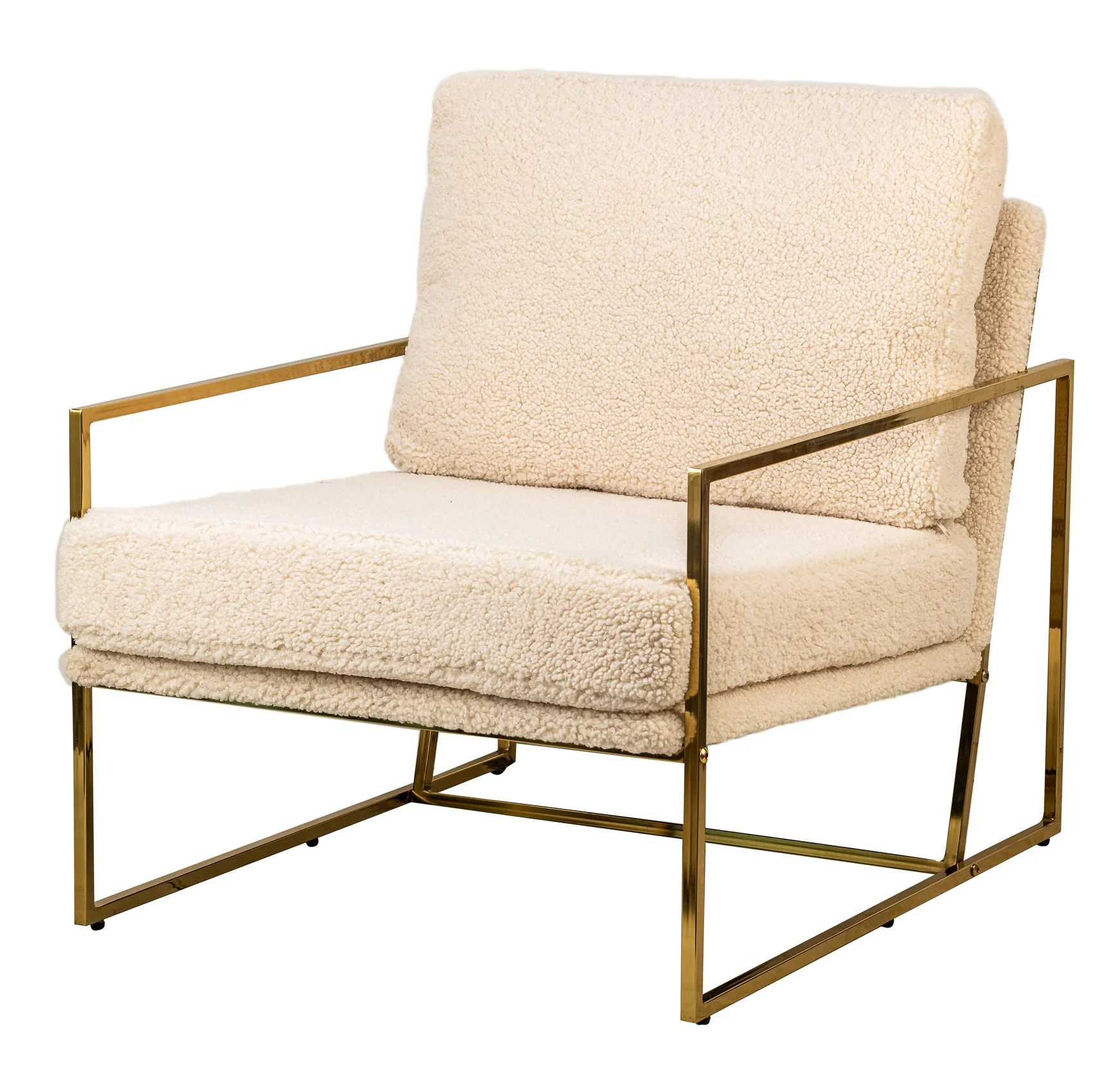 VIBORG - Fauteuil de salon en métal et bouclettes blanc - Image 7