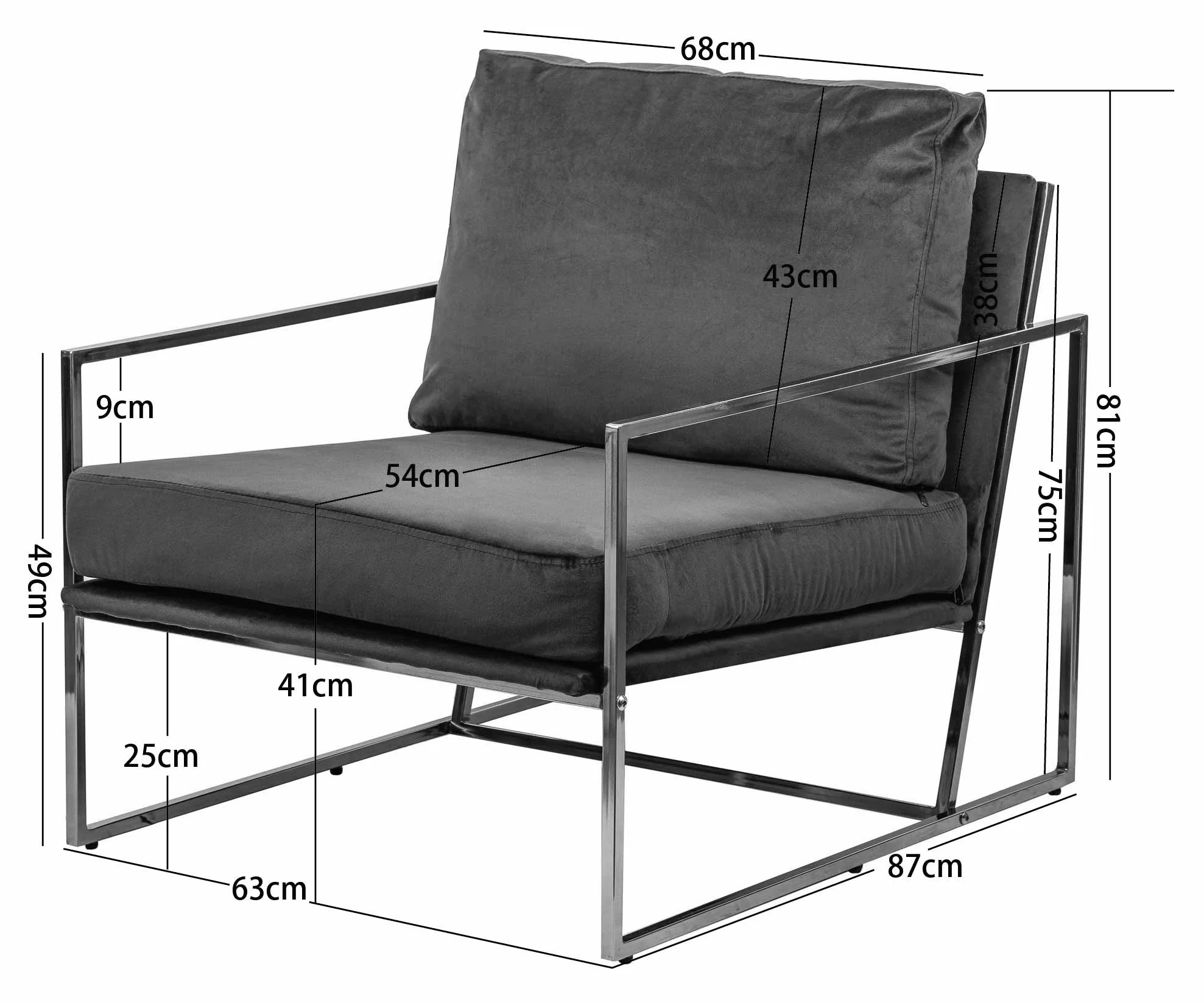 VIBORG - Fauteuil de salon en métal et velours vert - Image 5