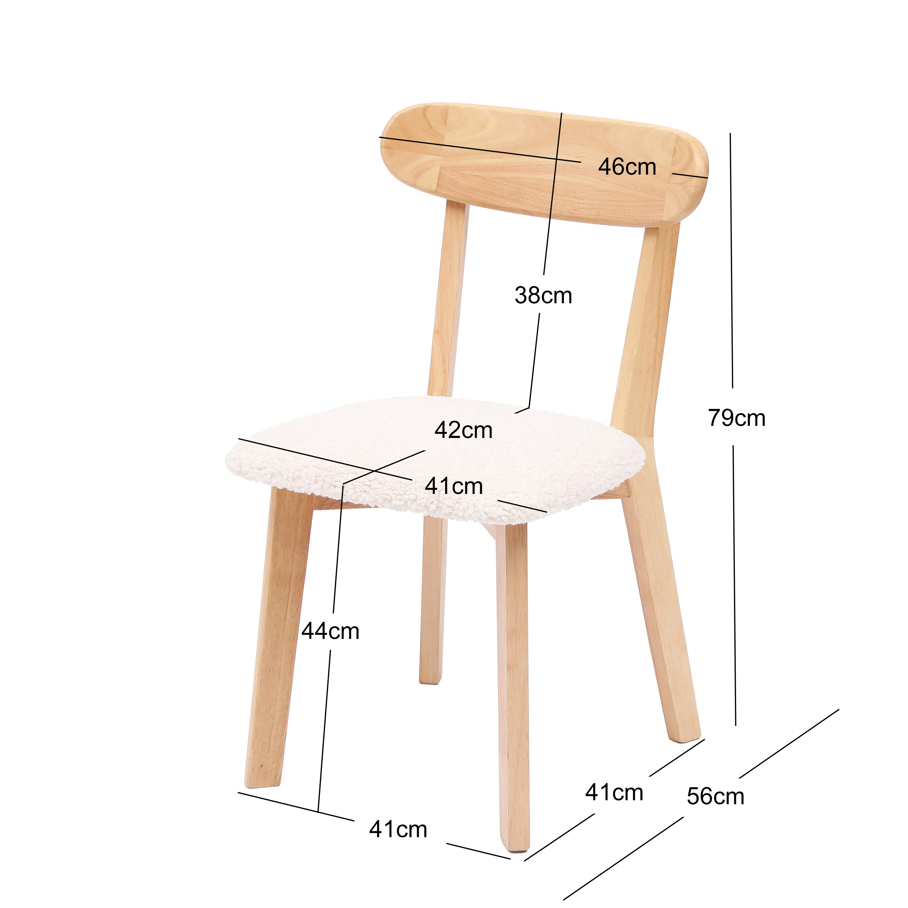 VITORIA - Lot de 2 chaises en bois massif et bouclettes blanches - Image 5